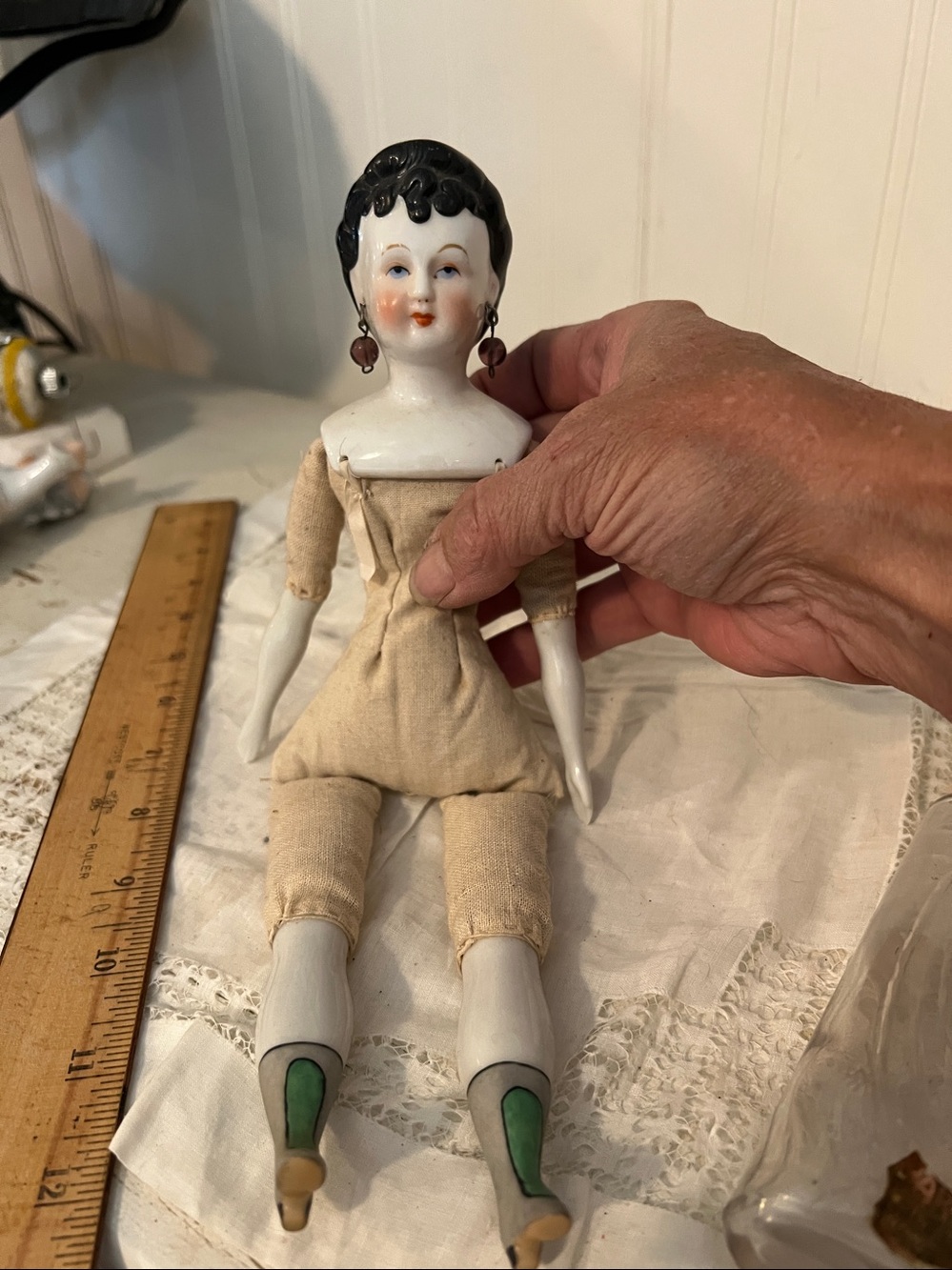 Antique German Porcelain doll with earrings